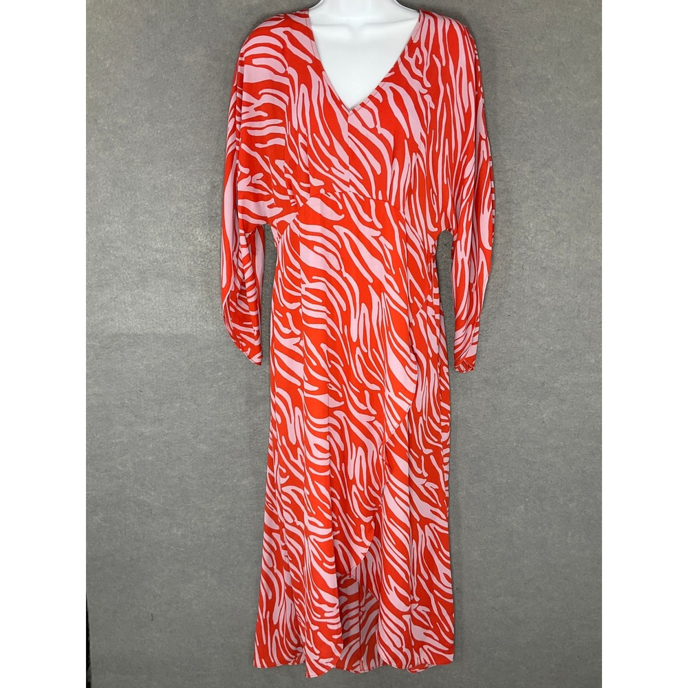 Cabi Maxi Dress Zebra Print Long Sleeve‎ V-Neck Flowy Casual Sz S Party Cocktail